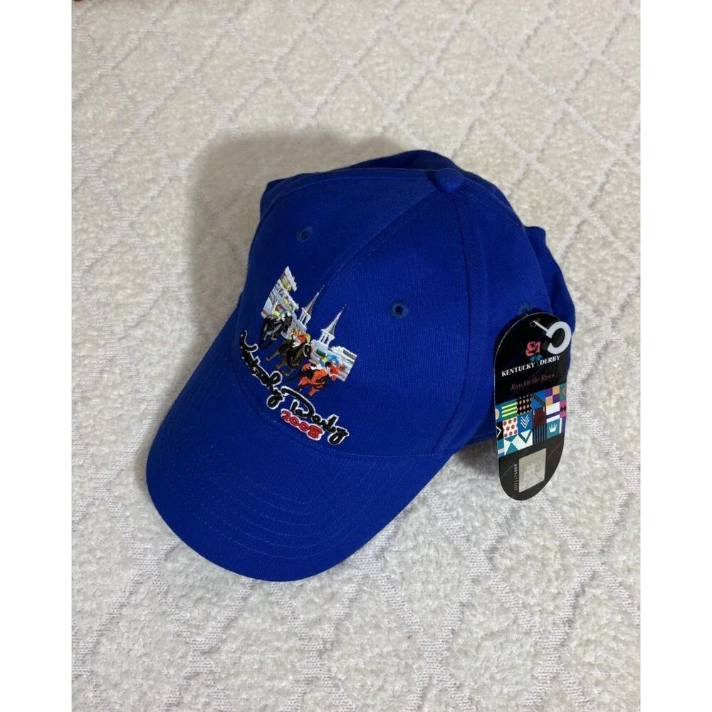 New Vintage Kentucky Derby 2008 Horse Racing Embroidered Adjustable Blue Hat